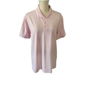 G/Fore Polo Shirt Men's M‎ Golf Pink White Striped Lightweight Breathable Casual